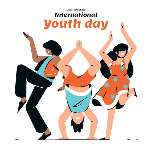 Vector dibujado a mano ilustración del día internacional de la juventud