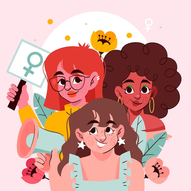 Dibujado a mano ilustración del día internacional de la mujer