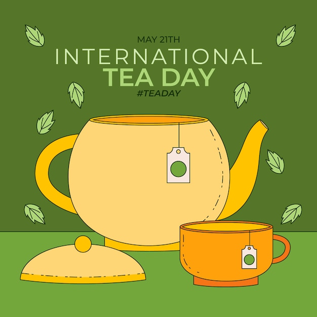 Vector dibujado a mano ilustración del día internacional del té