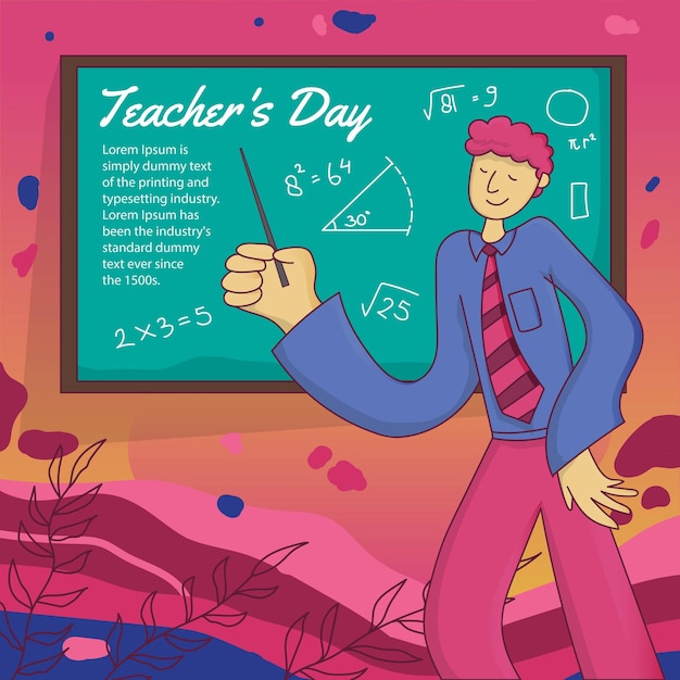 Vector dibujado a mano ilustración del día del maestro