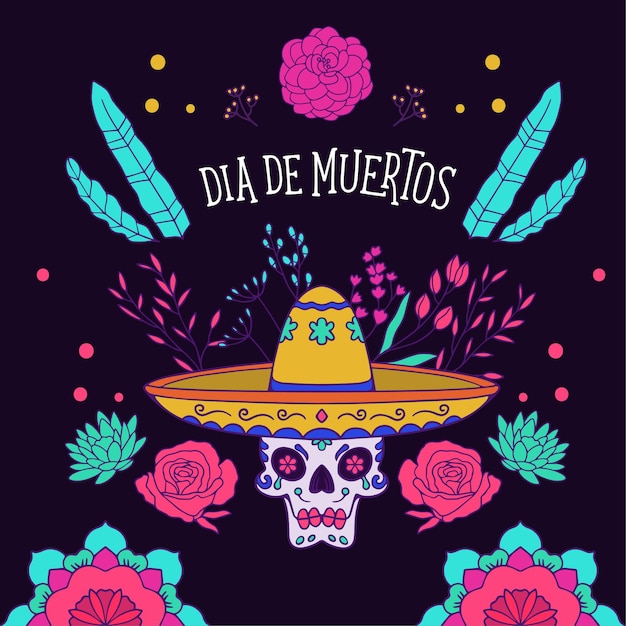 Dibujado a mano ilustración dia de muertos