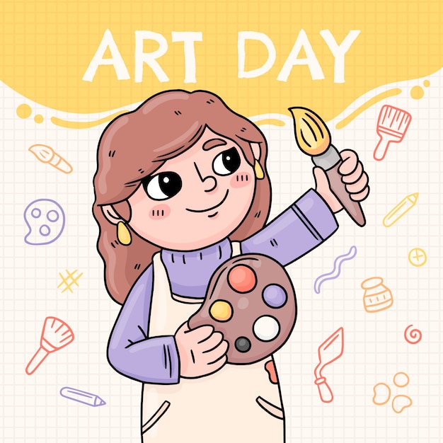 Vector dibujado a mano ilustración del día mundial del arte