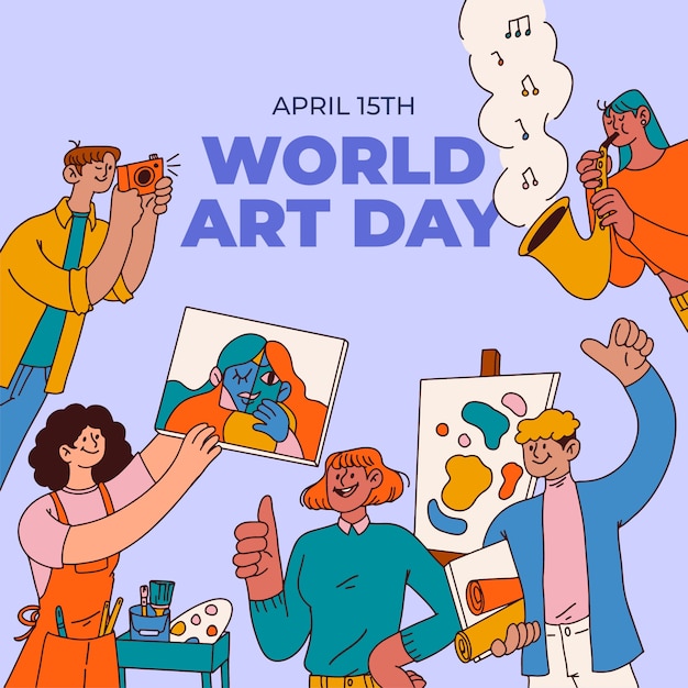 Dibujado a mano ilustración del día mundial del arte