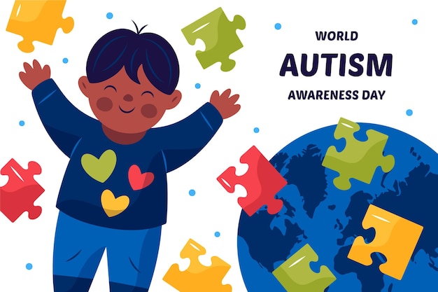 Vector dibujado a mano ilustración del día mundial del autismo