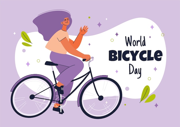 Vector dibujado a mano ilustración del día mundial de la bicicleta