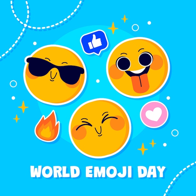 Vector dibujado a mano ilustración del día mundial del emoji