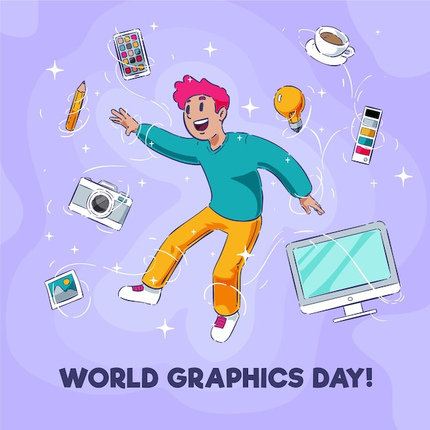 Dibujado a mano ilustración del día mundial de los gráficos