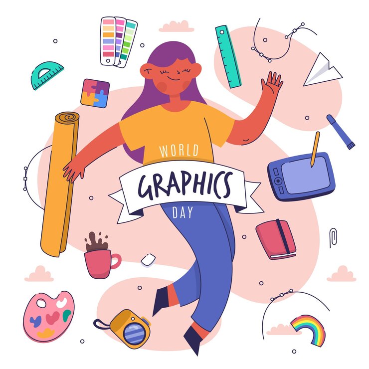 Vector dibujado a mano ilustración del día mundial de los gráficos