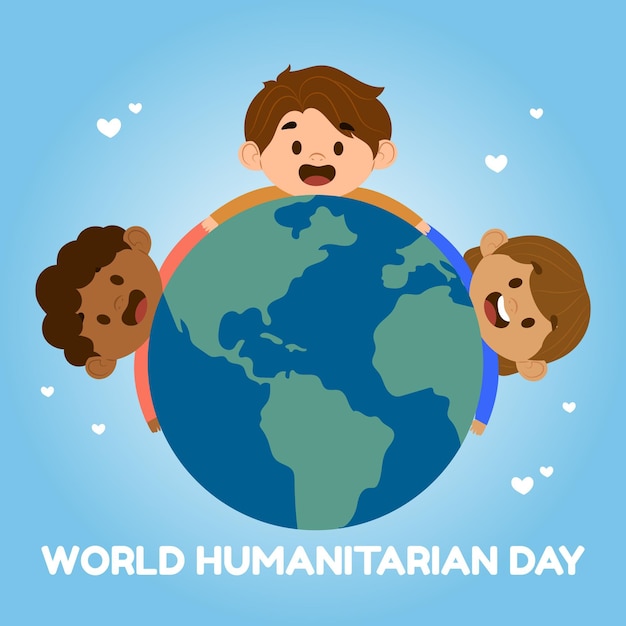 Vector dibujado a mano ilustración del día mundial humanitario