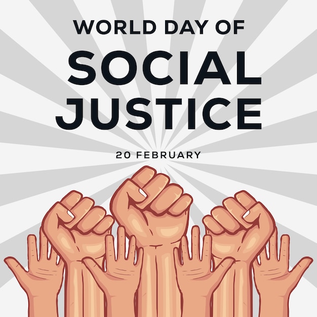 Dibujado a mano ilustración del día mundial de la justicia social