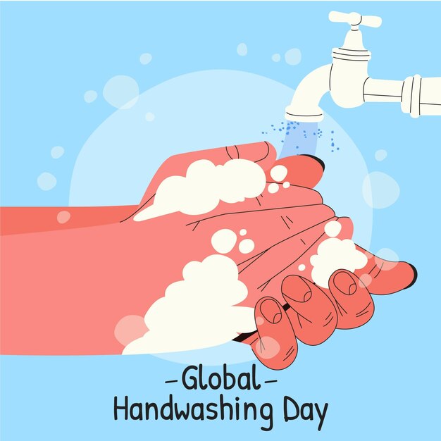 Dibujado a mano ilustración del día mundial del lavado de manos
