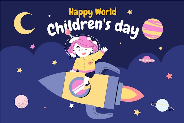 Dibujado a mano ilustración del día mundial del niño plano