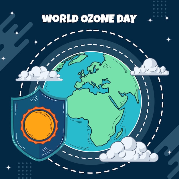 Dibujado a mano ilustración del día mundial del ozono