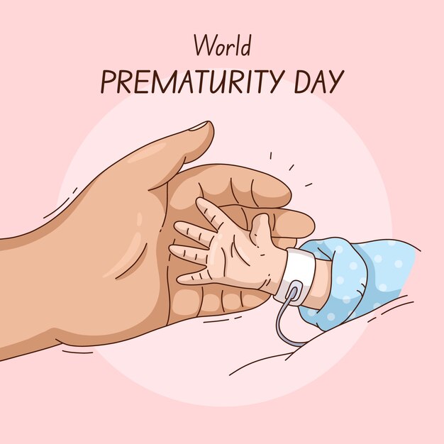 Dibujado a mano ilustración del día mundial de la prematuridad