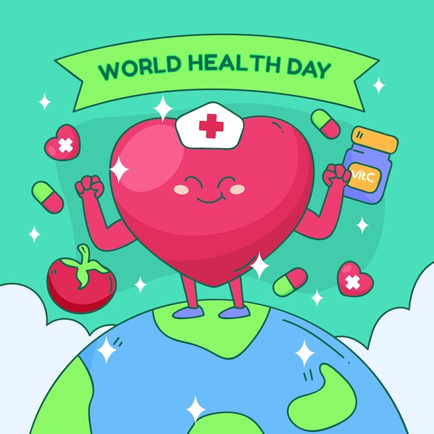 Dibujado a mano ilustración del día mundial de la salud