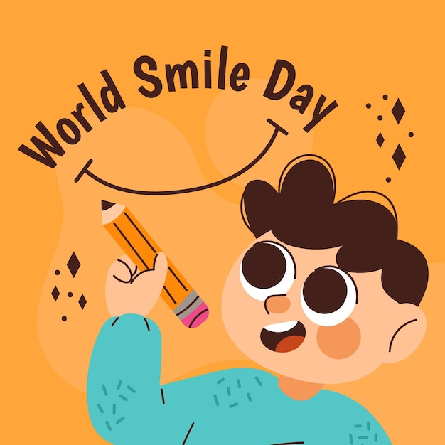 Dibujado a mano ilustración del día mundial de la sonrisa del mundo