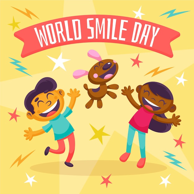 Dibujado a mano ilustración del día mundial de la sonrisa del mundo