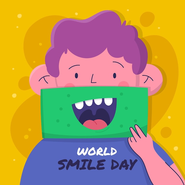 Vector dibujado a mano ilustración del día mundial de la sonrisa del mundo