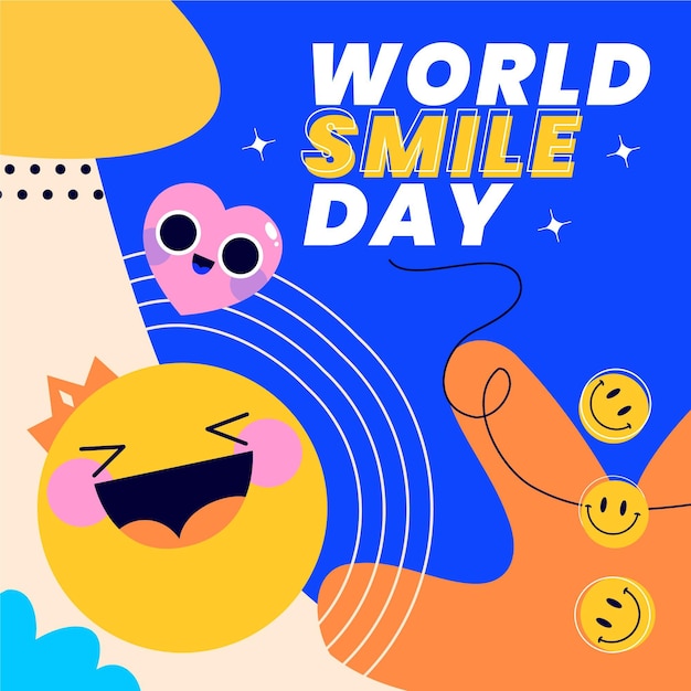 Vector dibujado a mano ilustración del día mundial de la sonrisa del mundo