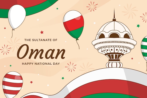 Vector dibujado a mano ilustración del día nacional de omán