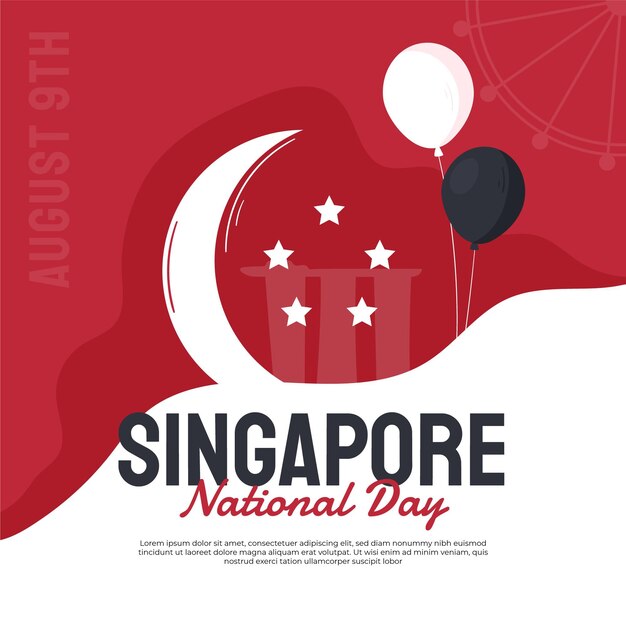 Vector dibujado a mano ilustración del día nacional de singapur