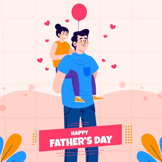 Vector dibujado a mano ilustración del día del padre con globo