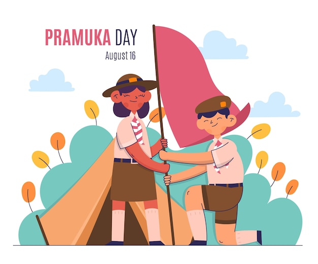 Dibujado a mano ilustración del día de pramuka