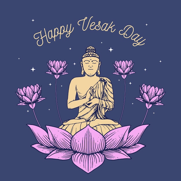 Vector dibujado a mano ilustración del día de vesak