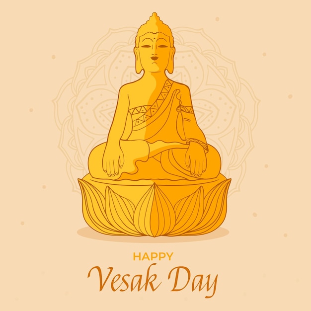 Dibujado a mano ilustración del día de vesak