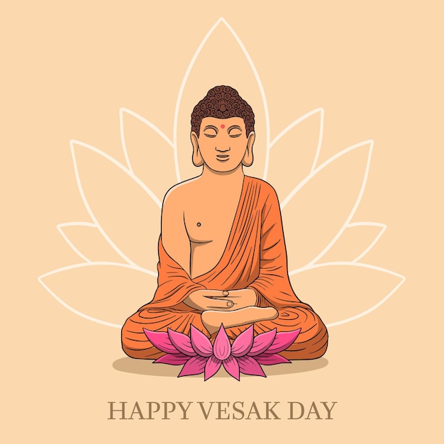 Dibujado a mano ilustración del día de vesak