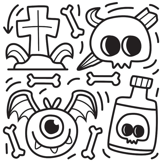 Dibujado a mano ilustración de diseño de doodle de halloween