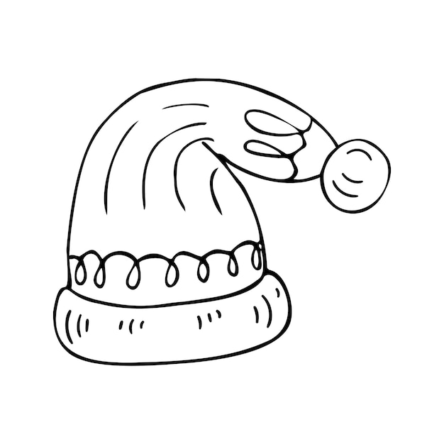 Dibujado a mano ilustración de doodle de sombrero de Papá Noel
