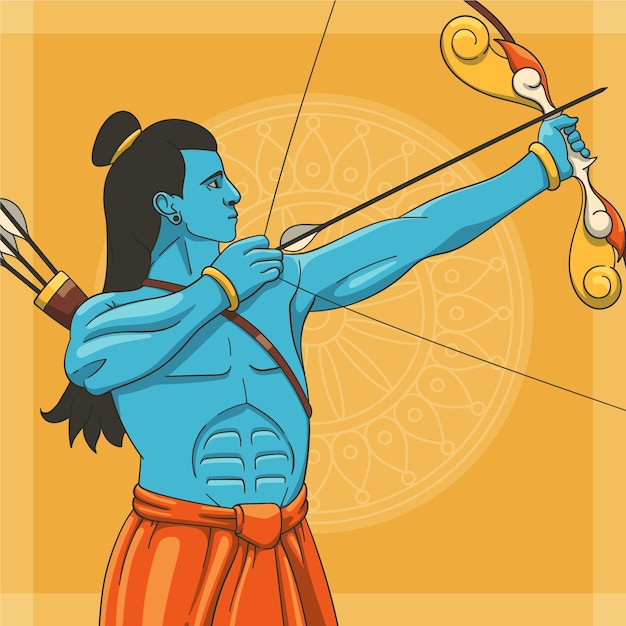 Vector dibujado a mano ilustración dussehra