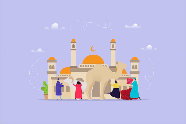 Dibujado a mano ilustración de eid al adha