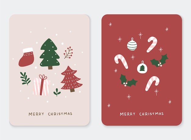 Dibujado a mano ilustración de elementos de tarjetas de navidad