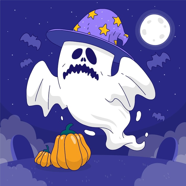 Dibujado a mano ilustración de fantasma de halloween