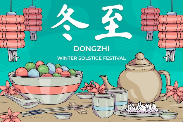 Dibujado a mano ilustración festival dongzhi