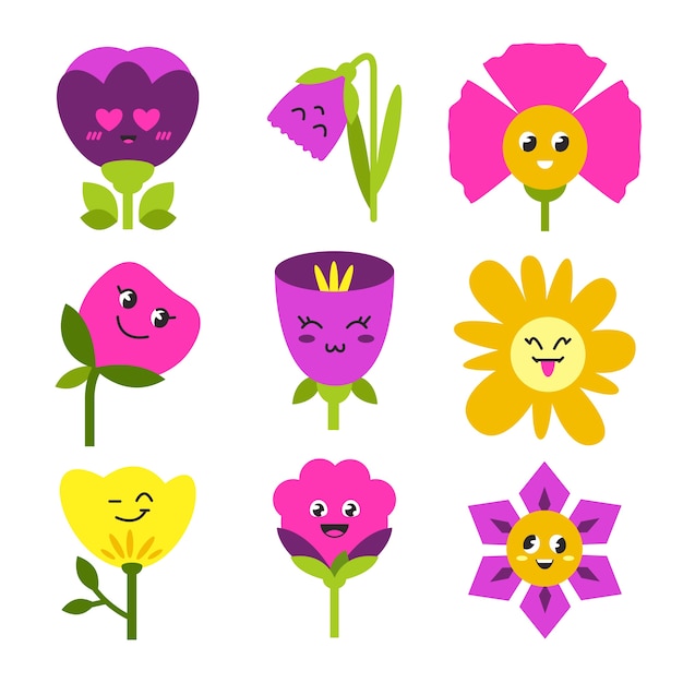 Dibujado a mano ilustración de flor de carita sonriente