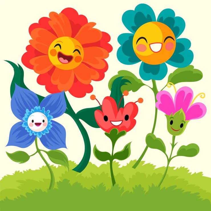 Vector dibujado a mano ilustración de flores de carita sonriente
