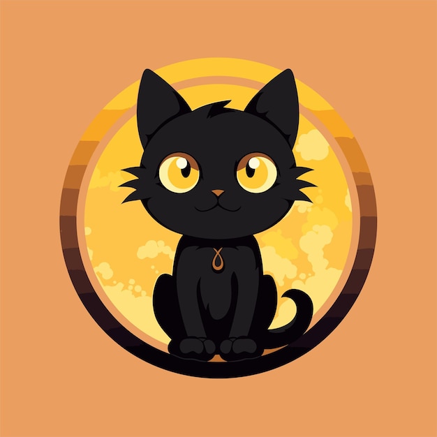 Vector dibujado a mano ilustración de gato de halloween