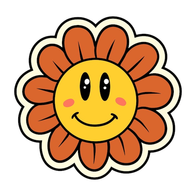 Dibujado a mano ilustración de girasol dibujos animados estilo vintage cartel camiseta impresión pegatina diseño de logotipo