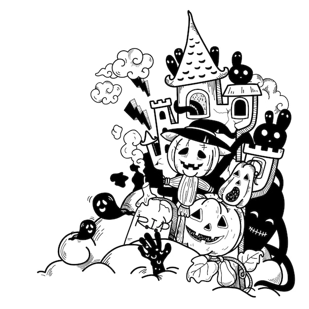 Dibujado a mano ilustración de halloween