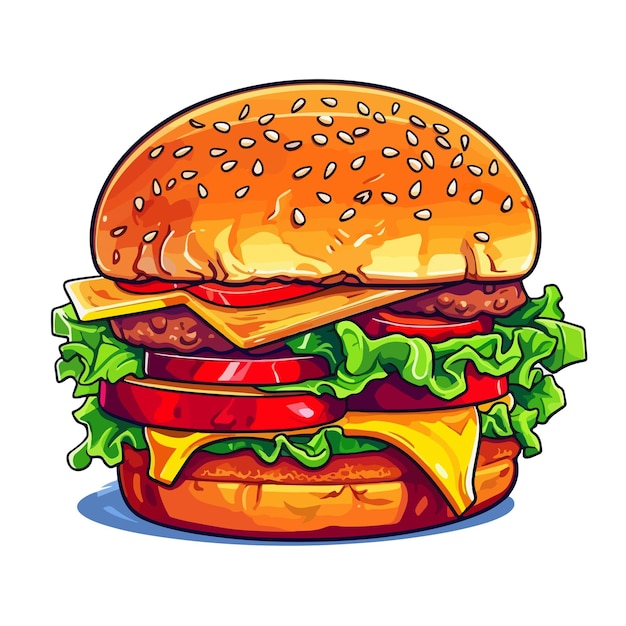 dibujado a mano ilustración de hamburguesa de dibujos animados
