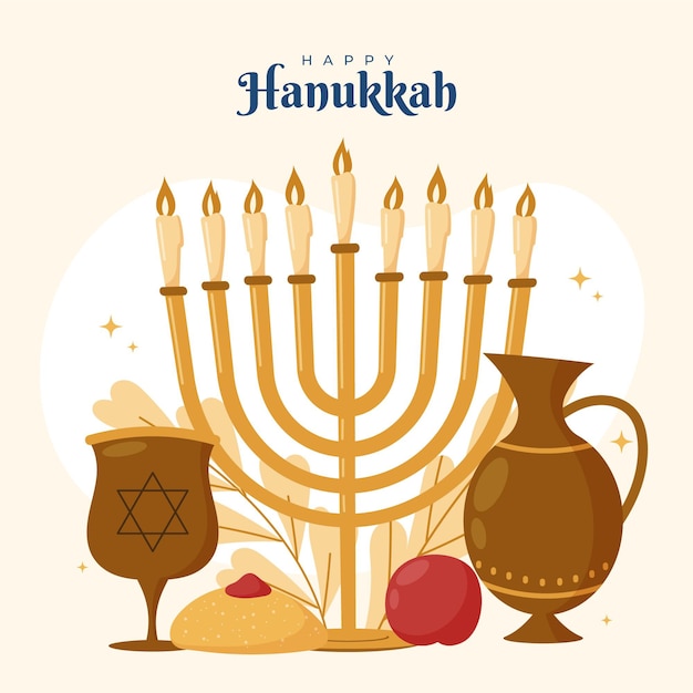 Vector dibujado a mano ilustración de hanukkah