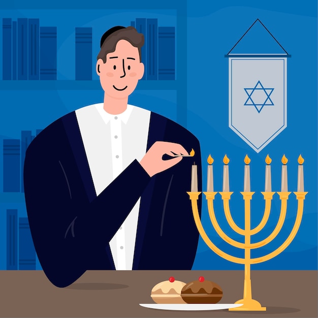 Vector dibujado a mano ilustración de hanukkah