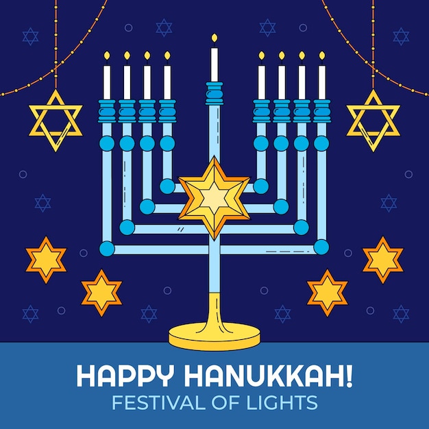 Vector dibujado a mano ilustración de hanukkah