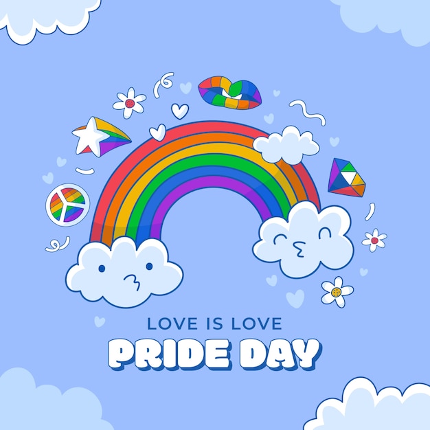 Dibujado a mano ilustración lgbt del mes del orgullo