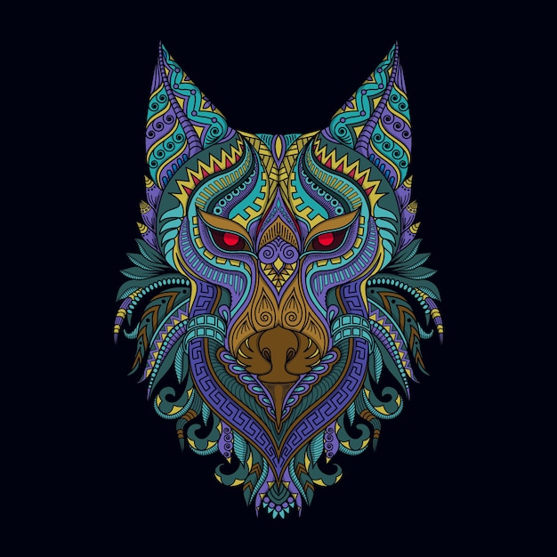 Dibujado a mano ilustración de logotipo de lobo creativo