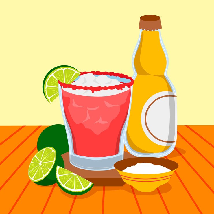 Vector dibujado a mano ilustración de michelada fresca