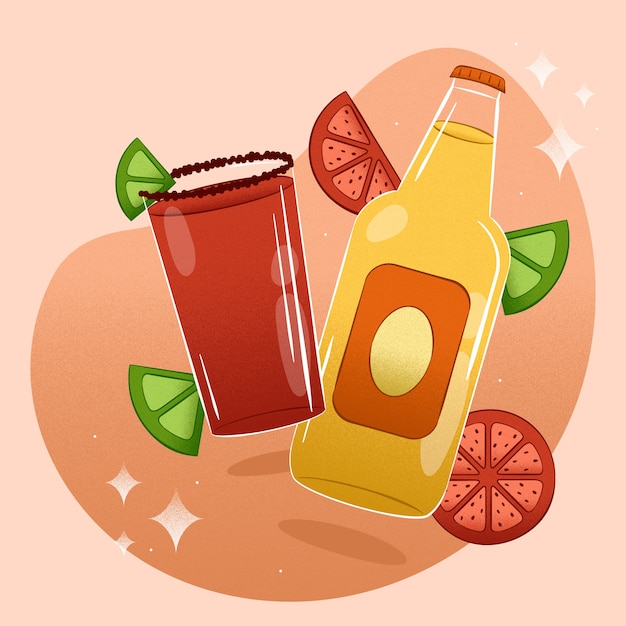 Vector dibujado a mano ilustración de michelada fresca